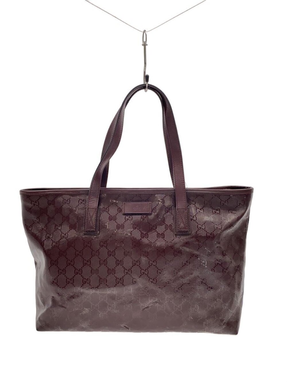 Gucci GG Imprime Tote Bag burgundy wine red embossed GG monogram